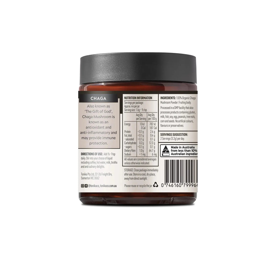 Chaga Mushroom Powder Glass Jar - THE BODYGUARD Tonika