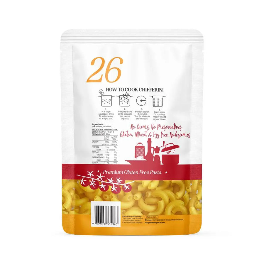 Gluten Free Pasta - Chifferini THE GLUTEN FREE FOOD CO