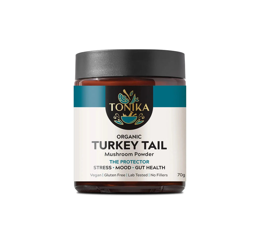 Organic Turkey Tail Mushroom Powder Glass Jar - THE PROTECTOR Tonika